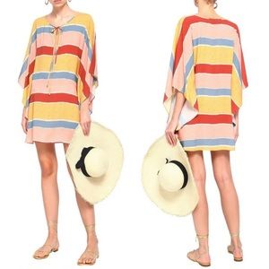 ViX Paula Hermanny Guadalupe Striped Voile Kaftan